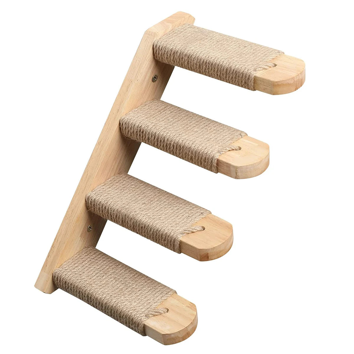 Cat Wall Mounted Furniture with Solid Wooden Climbing Ladder, Hammock, and Scratching Post for Indoor Cats