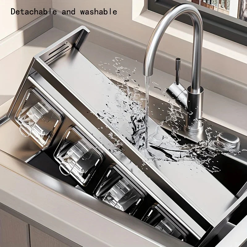 Stainless Steel Kitchen Spice Rack Wall-Mounted Multi-Functional Spice Rack Box Jar Kitchen Storage Home Organizer
