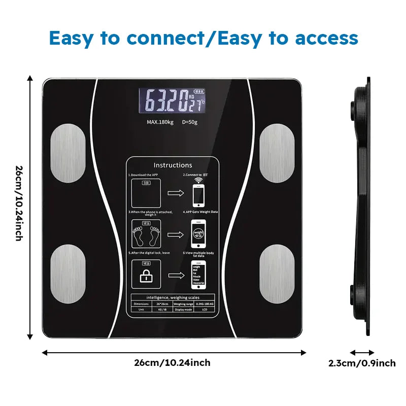 Smart Body Fat Scale - Wireless LED Digital Bathroom Weight Scale & Body Composition Analyzer