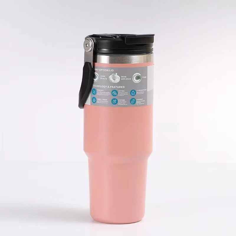 Handheld Stainless Steel Insulated Cup - Dual Drink 304 Design - Flowly Home
