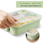 Bento Lunch Box 4 Pack - 4 Compartment Wheat Straw Meal Prep Containers for Kids, Toddlers, and Adults - BPA Free Reusable Food Storage for School, Work, and Travel - Flowly Home