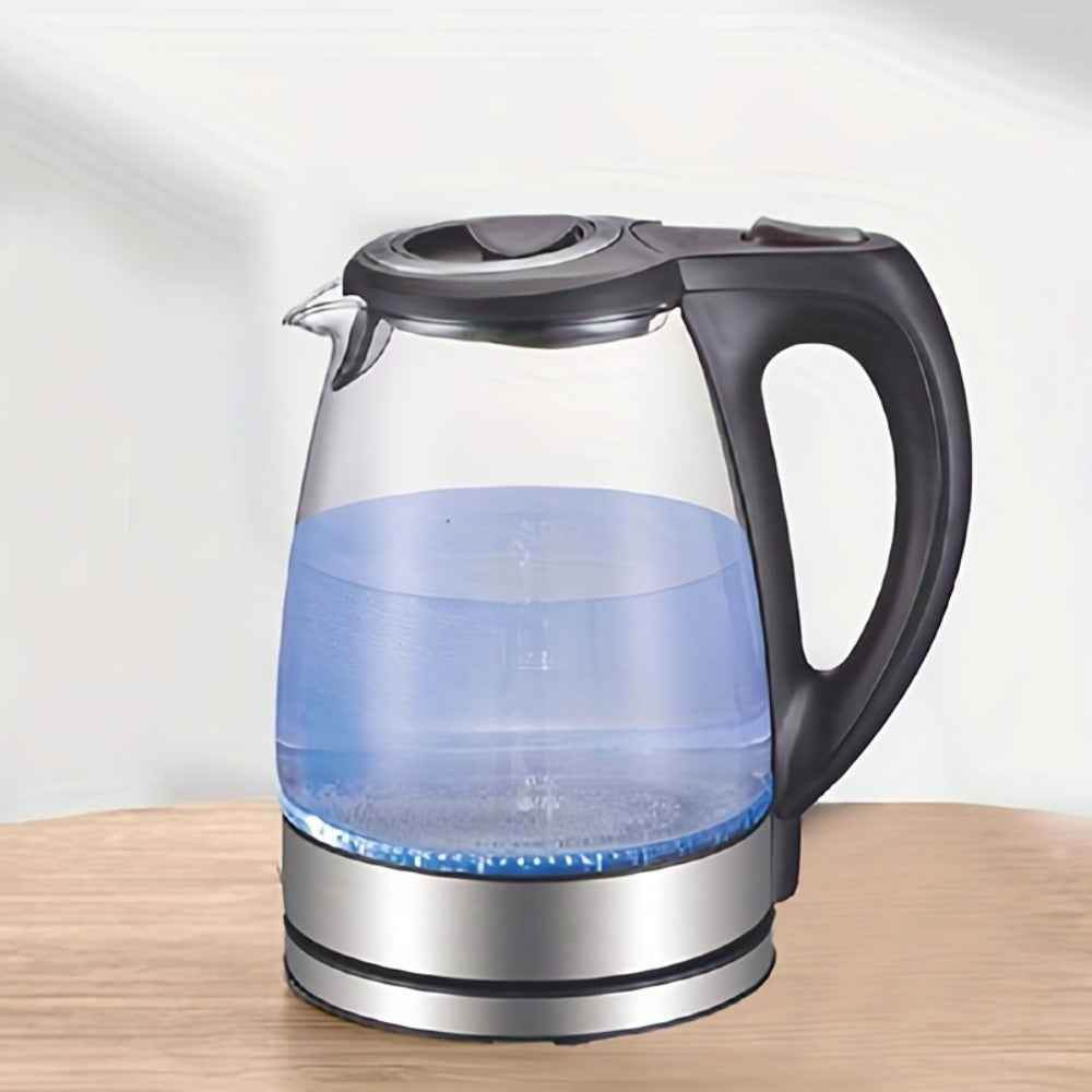 Electric Kettle with Stainless Steel Filter, 1.7L Glass Tea Kettle & Hot Water Boiler, 1200W, Wide Opening, Black - Flowly Home