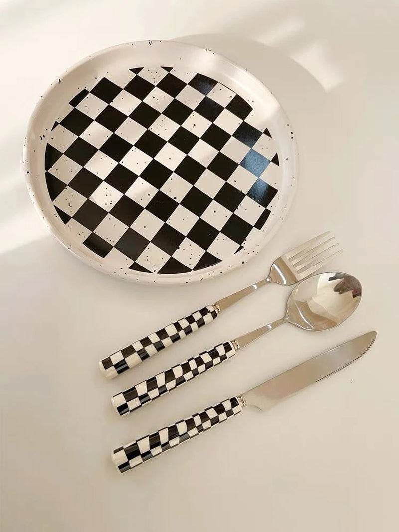 6-Pack Modern Checkered Flatware Set - $4 Each - Flowly Home