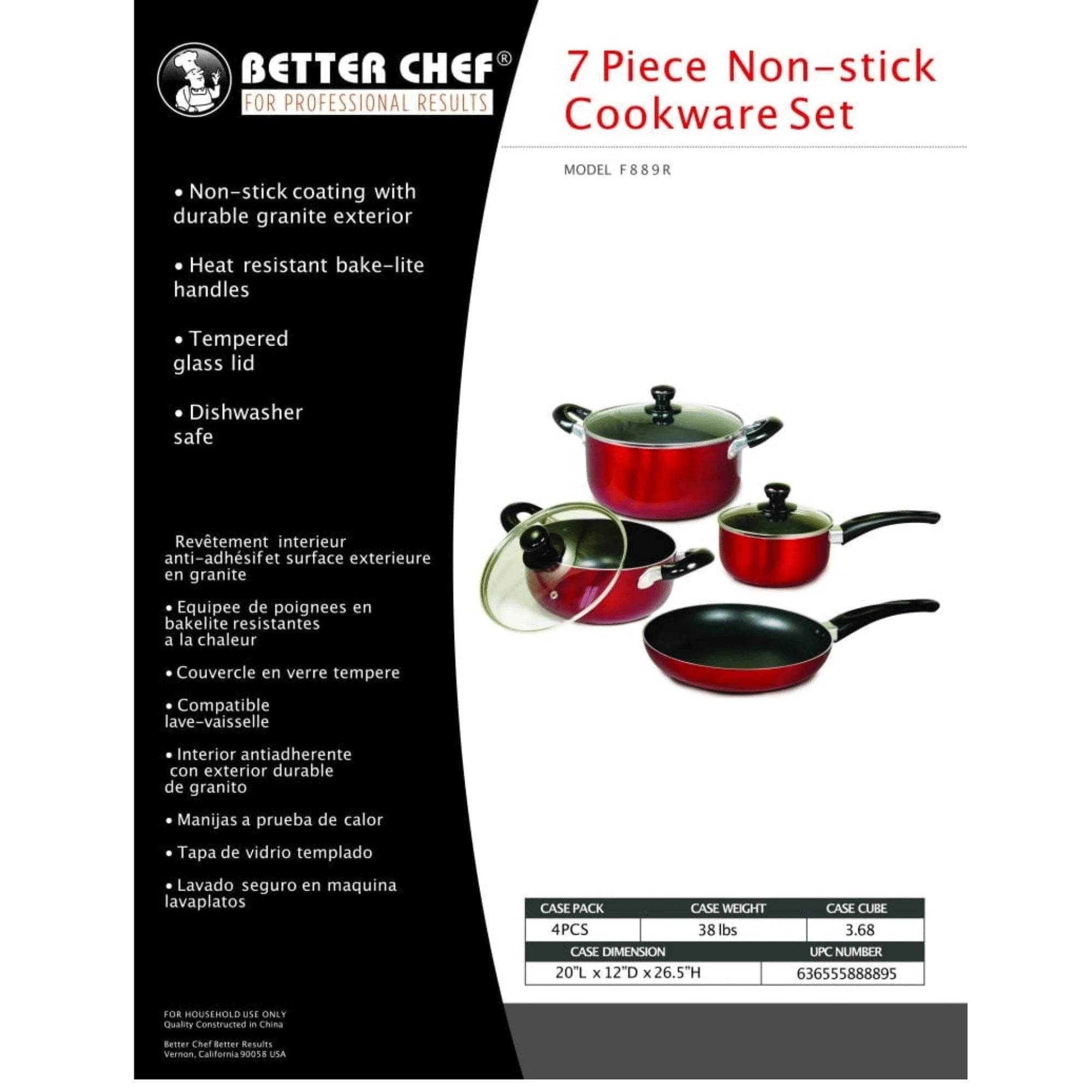 Better Chef Non-Stick Aluminum Cookware Set - 7-Piece with Durable Bakelite Handles for Easy Cooking - Flowly Home