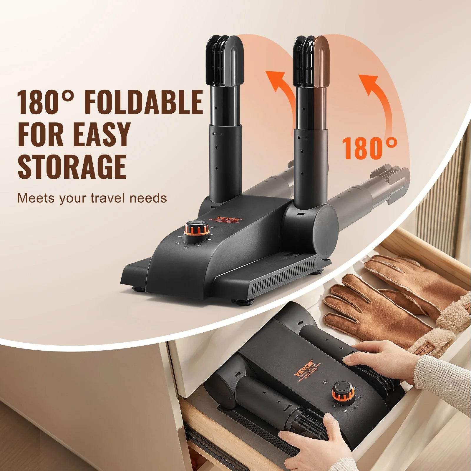 VEVOR 180 Foldable Shoe Dryer Boot Dryer with Heat Blower - Ultra Silent Quick Drying for Work Boots, Ski Boots, Sneakers, Gloves, Hats, Helmets - Flowly Home