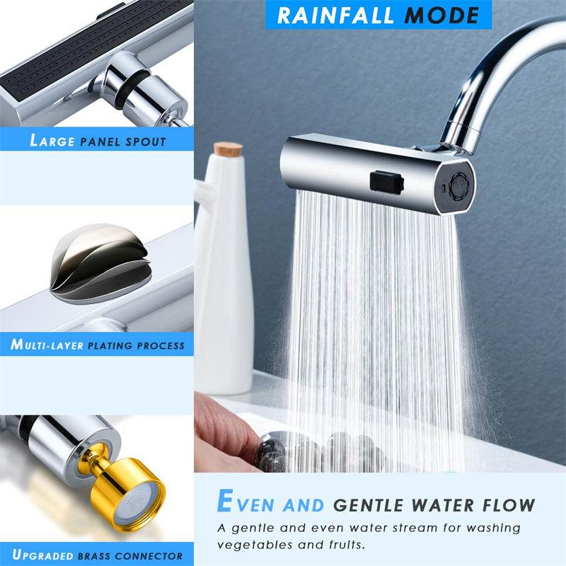 Kitchen Faucet Bubbler Attachment Rotating Splash Proof Waterfall Nozzle Extension - Flowly Home
