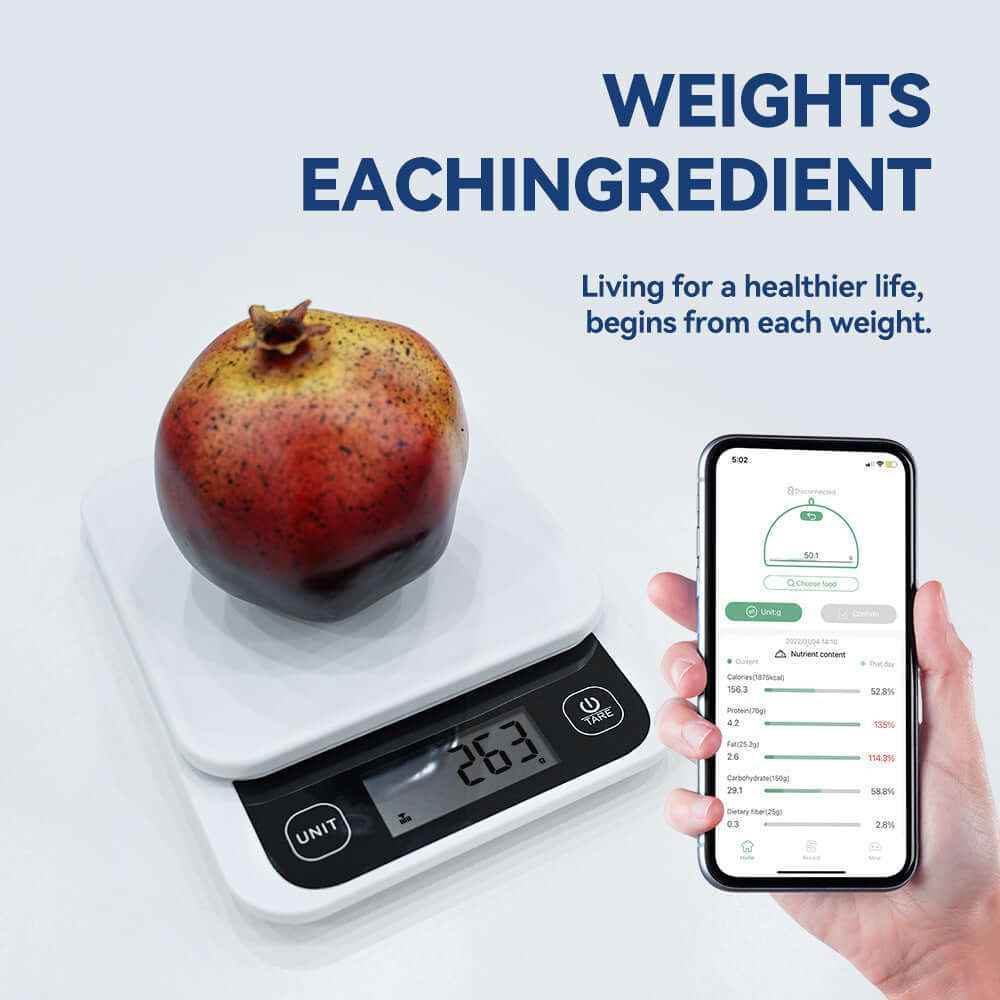 Smart Nutrition Scale Digital Kitchen Scale with Nutrition Calculator APP for Cooking and Baking - Flowly Home