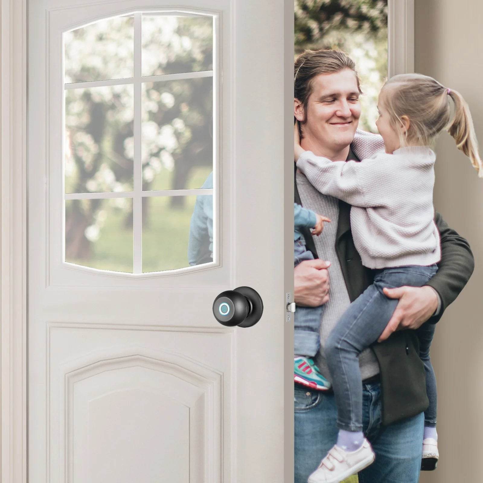 VEVOR Smart Door Lock - Biometric Bluetooth Fingerprint Door Knob with APP Control for Home, Offices, Hotels, and Apartments - Easy Installation, Black - Flowly Home
