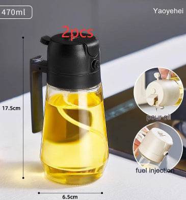 470ML Olive Oil Sprayer Dispenser For Cooking BBQ 2 In 1 Glass Oil Vinegar Soy Sauce Spray Kitchen Oil Bottle For Air Fryer - Flowly Home