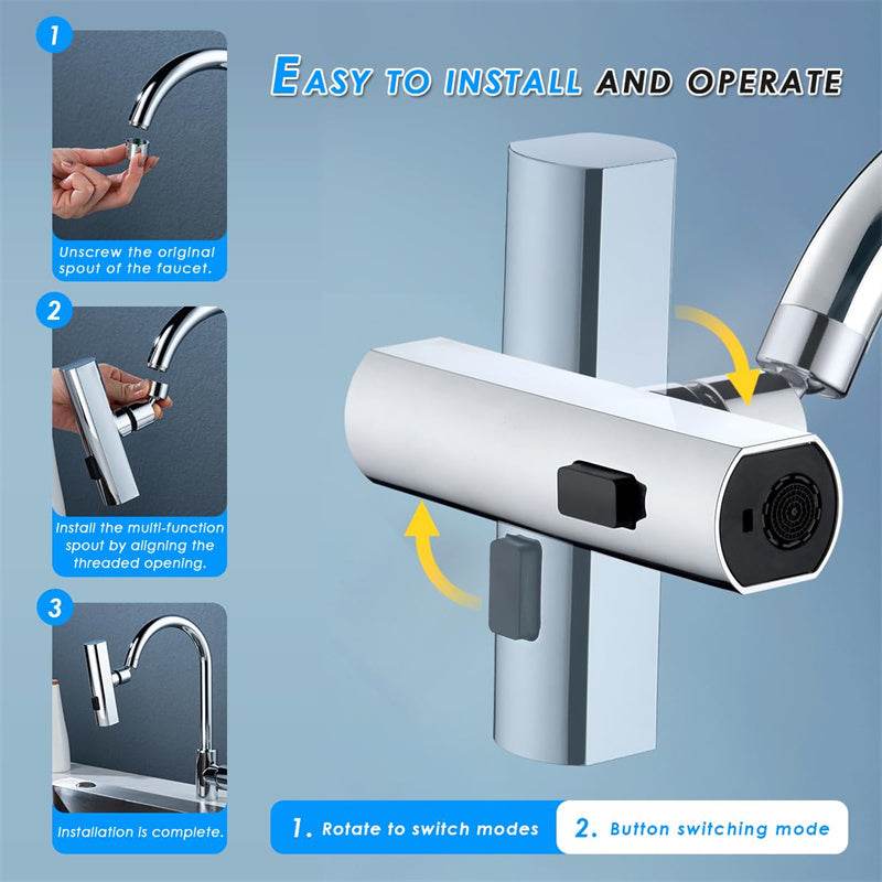 Kitchen Faucet Bubbler Attachment Rotating Splash Proof Waterfall Nozzle Extension - Flowly Home