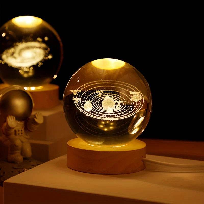 3D Solar System Nightlight - Unique Crystal Glass Ball Light for Creative Holiday Gifts - Flowly Home
