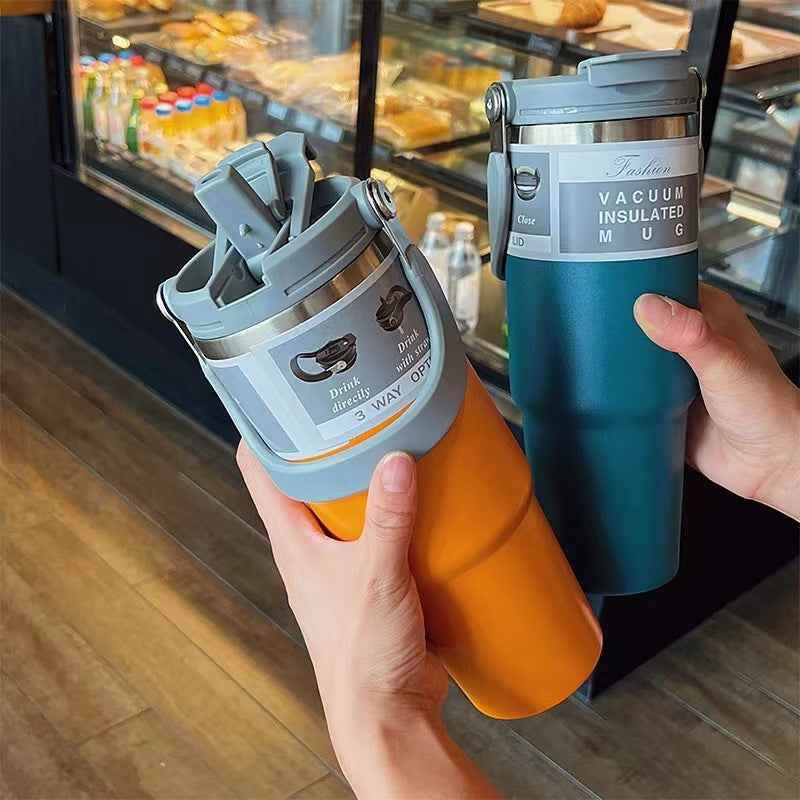 Handheld Stainless Steel Insulated Cup - Dual Drink 304 Design - Flowly Home