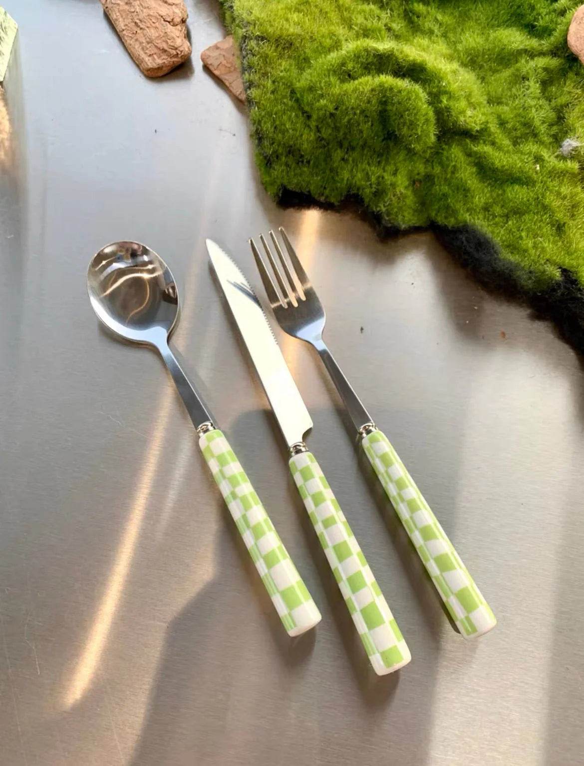 6-Pack Modern Checkered Flatware Set - $4 Each - Flowly Home