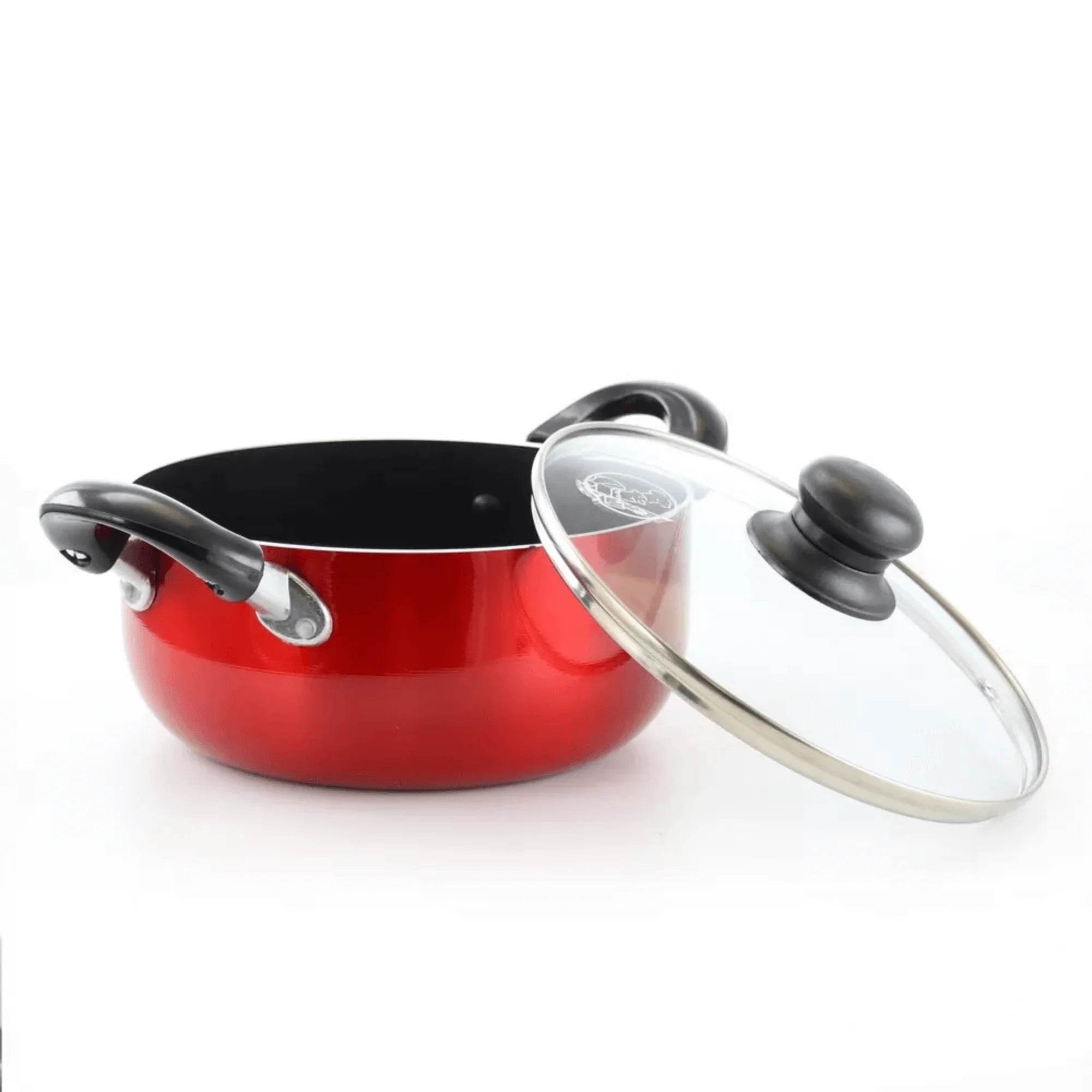 Better Chef Dutch Oven 24-Quart Metallic Red Aluminum with Glass Lid - Flowly Home