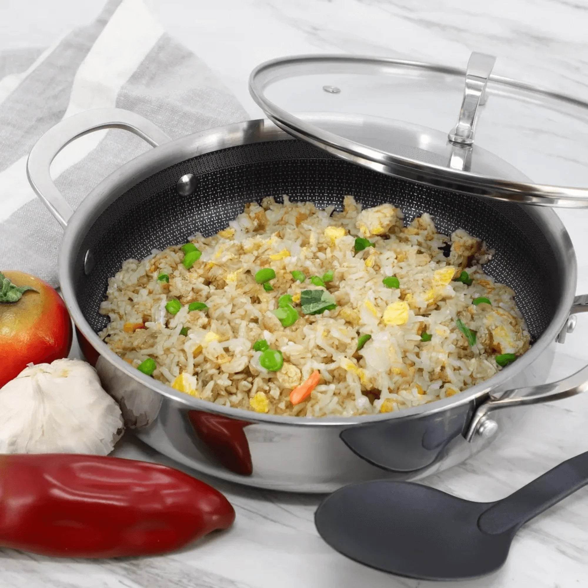 Better Chef 9-Inch Stainless Steel Deep Fry Pan 3-Ply with Lid - Flowly Home