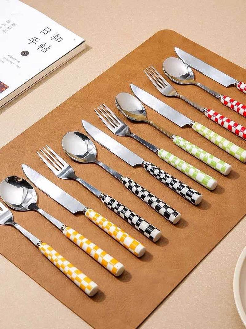6-Pack Modern Checkered Flatware Set - $4 Each - Flowly Home